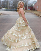 Glitzerndes Ballkleid aus Tüll, mehrlagiges Prinzessinnenkleid, Abschlusskleid, süßes Hochzeitskleid