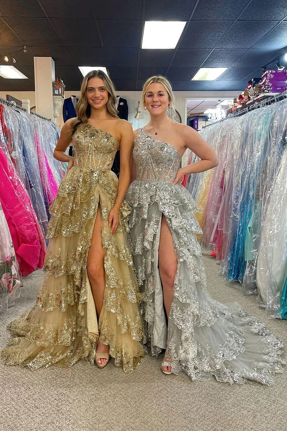 Glitzerndes Ballkleid aus Tüll, mehrlagiges Prinzessinnenkleid, Abschlusskleid, süßes Hochzeitskleid