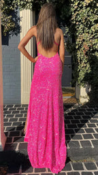 Sequin Prom Dress Mermaid Split Evening Gown