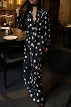 Vintage Polka Dot Sash Maxi Dress