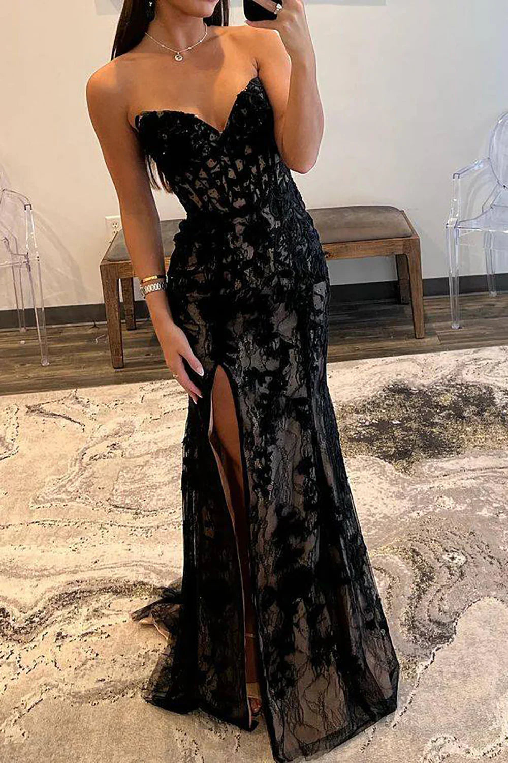 Meerjungfrau Sweetheart Korsett Ballkleid mit Applikationen