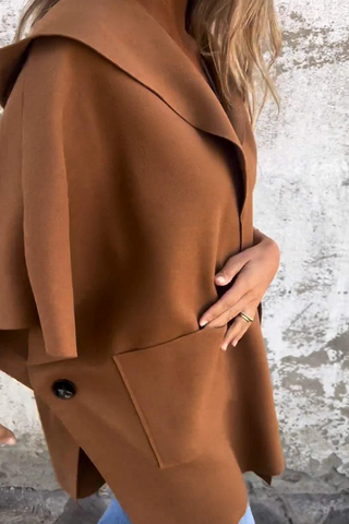 Prendas de abrigo informales de color liso con bolsillos y cuello vuelto (5 colores) 