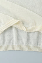 Minimalist Polo Hollow Knit Puff Sleeve Blouse
