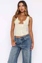Sequin Cutout Lace-Up Slim Tank Top