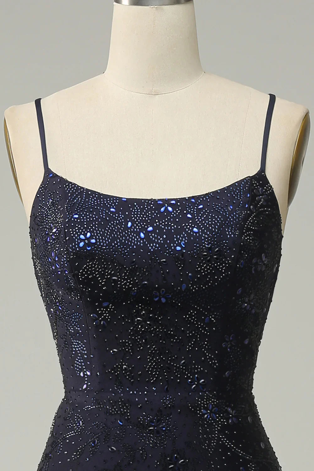Spaghetti Straps Beaded Mermaid Prom Dress with Split