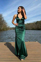 V-neck Ink Criss-cross Back Long Dress