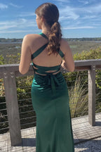 V-neck Ink Criss-cross Back Long Dress