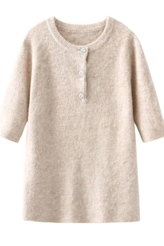 Suéter Meridress de cuello redondo, manga corta y botones