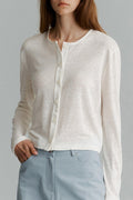 Solid Color Buttoned Knit Cardigan