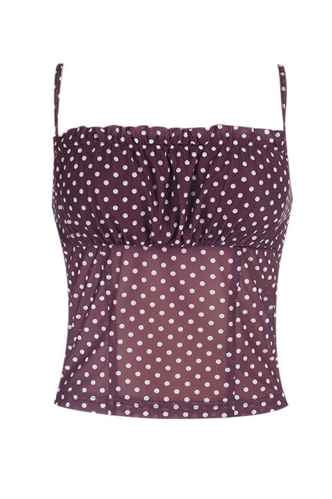Sheer Polka Dot Tube Crop Cami Top