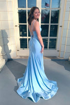 Double Straps Satin Mermaid Long Dress