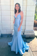 Double Straps Satin Mermaid Long Dress
