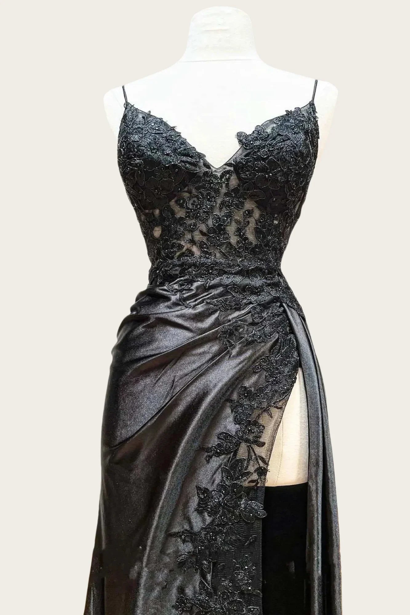 Straps Appliques Long Dress with Slit