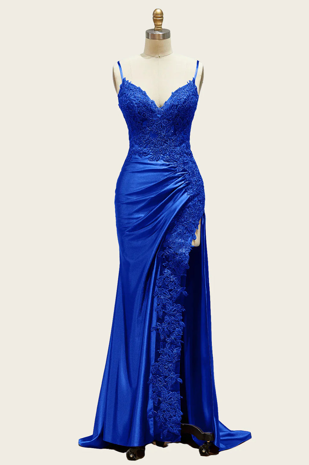 Straps Appliques Long Dress with Slit