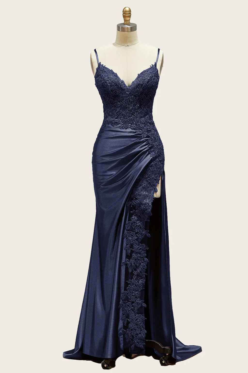 Straps Appliques Long Dress with Slit