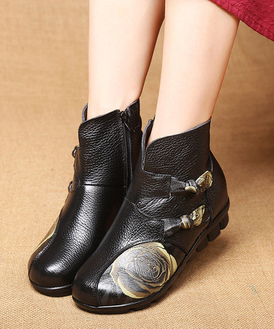Vintage Splicing Stiefeletten Rot Print Rindsleder 