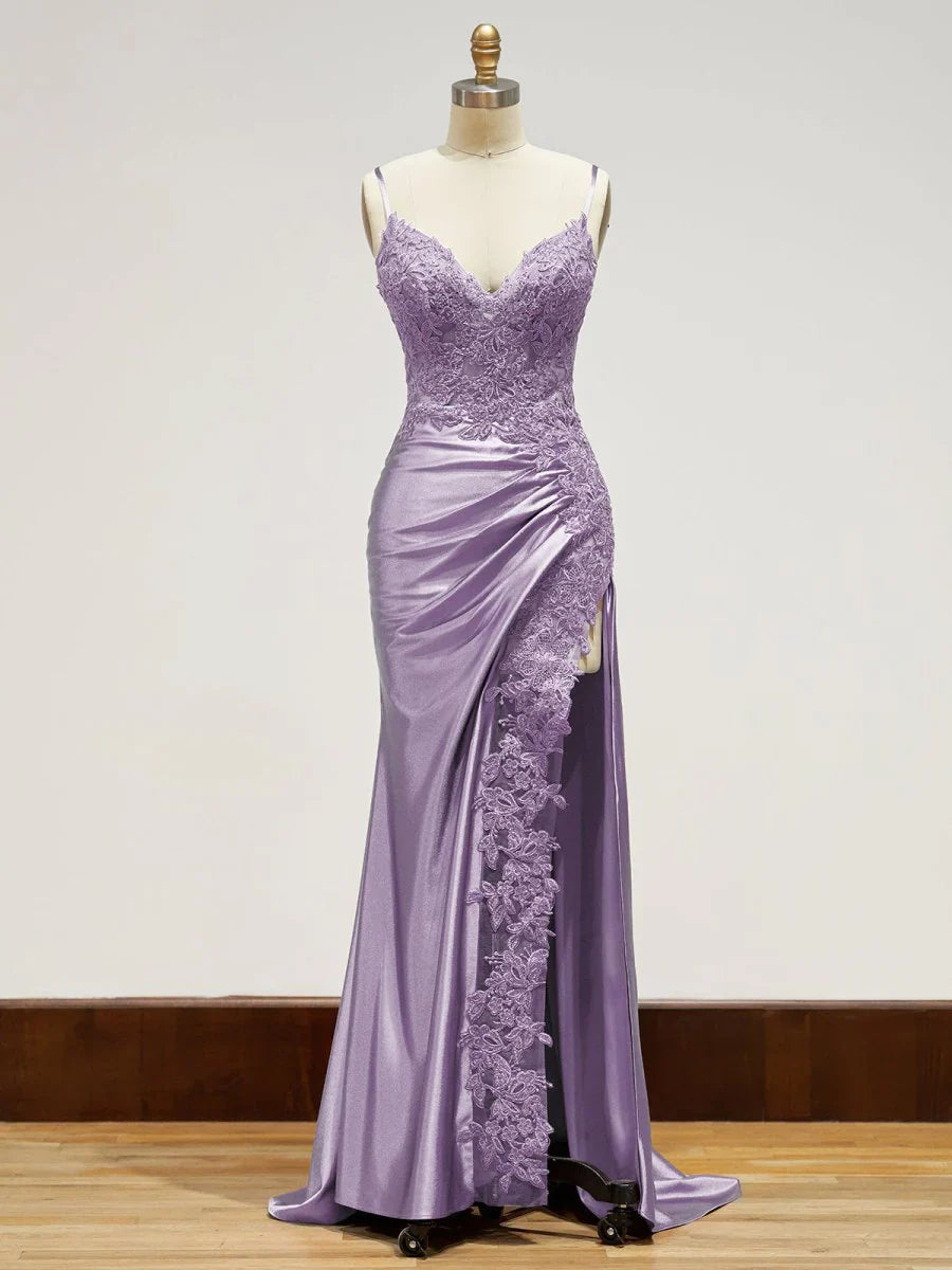 Sheath Long Appliques Prom Dress