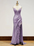 Sheath Long Appliques Prom Dress
