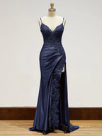 Sheath Long Appliques Prom Dress