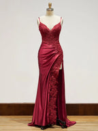 Sheath Long Appliques Prom Dress