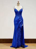 Sheath Long Appliques Prom Dress