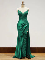 Sheath Long Appliques Prom Dress