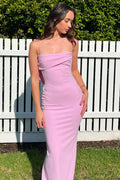 Sheath Spaghetti Straps Long Prom Dress with Ruched