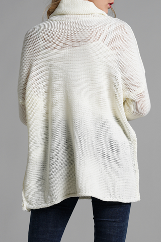 Casual Solid Split Joint Turtleneck Tops Sweater