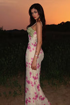 Contrast Lace Floral Cami Maxi Dress