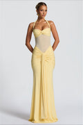 Sheer Mesh Sash Bodycon Maxi Dress