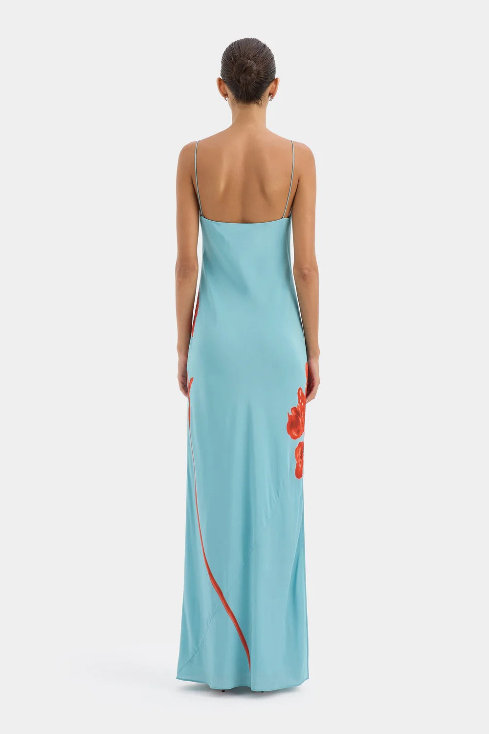 Elegant Floral Cami Tie Waist Bodycon Midi Dress