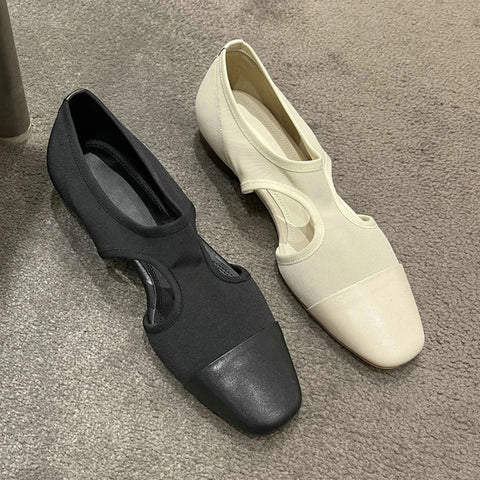Zapatos planos de punta cuadrada para mujer, zapatos casuales de moda para caminar, zapatos de otoño 2024, nueva tendencia acogedora, zapatos de diseñador de oficina de marca para mujer 