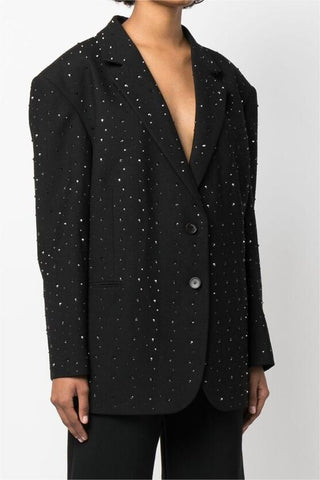 Rhinestone Solid Long Sleeve Blazer
