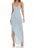 Ärmelloses, knöchellanges Tüll-Partykleid mit Spaghettiträgern