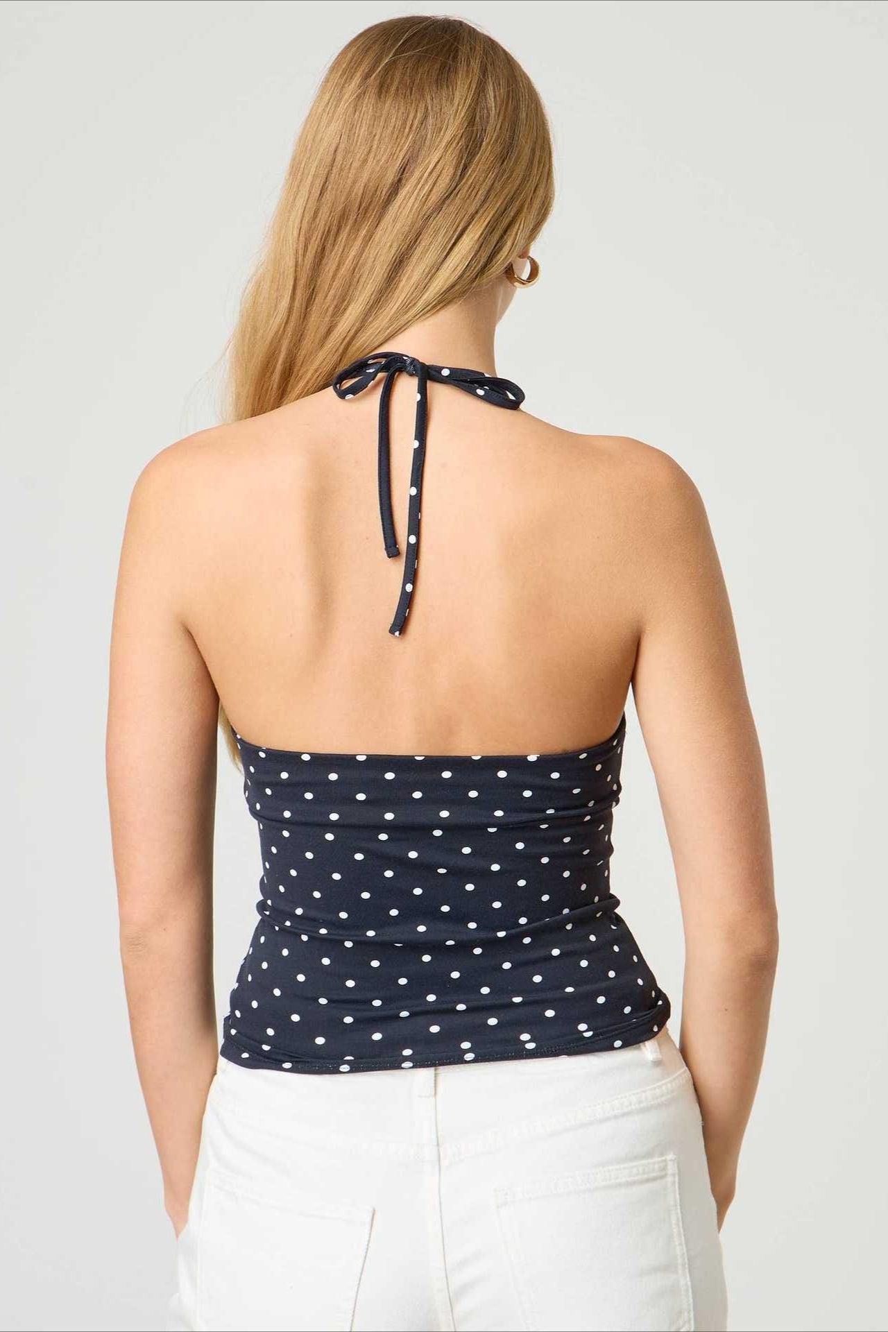 Sexy Polka Dot Plaid Slim Halter Top