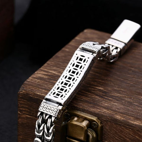 Pulsera de cadena bizantina Pixiu de plata de ley 