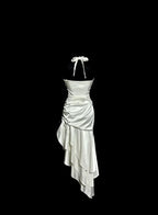 Mermaid Halter Satin High Low Evening Dress Prom Dresses