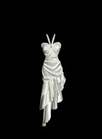 Mermaid Halter Satin High Low Evening Dress Prom Dresses