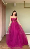 Elegantes trägerloses Tüll-Partykleid Abendkleid