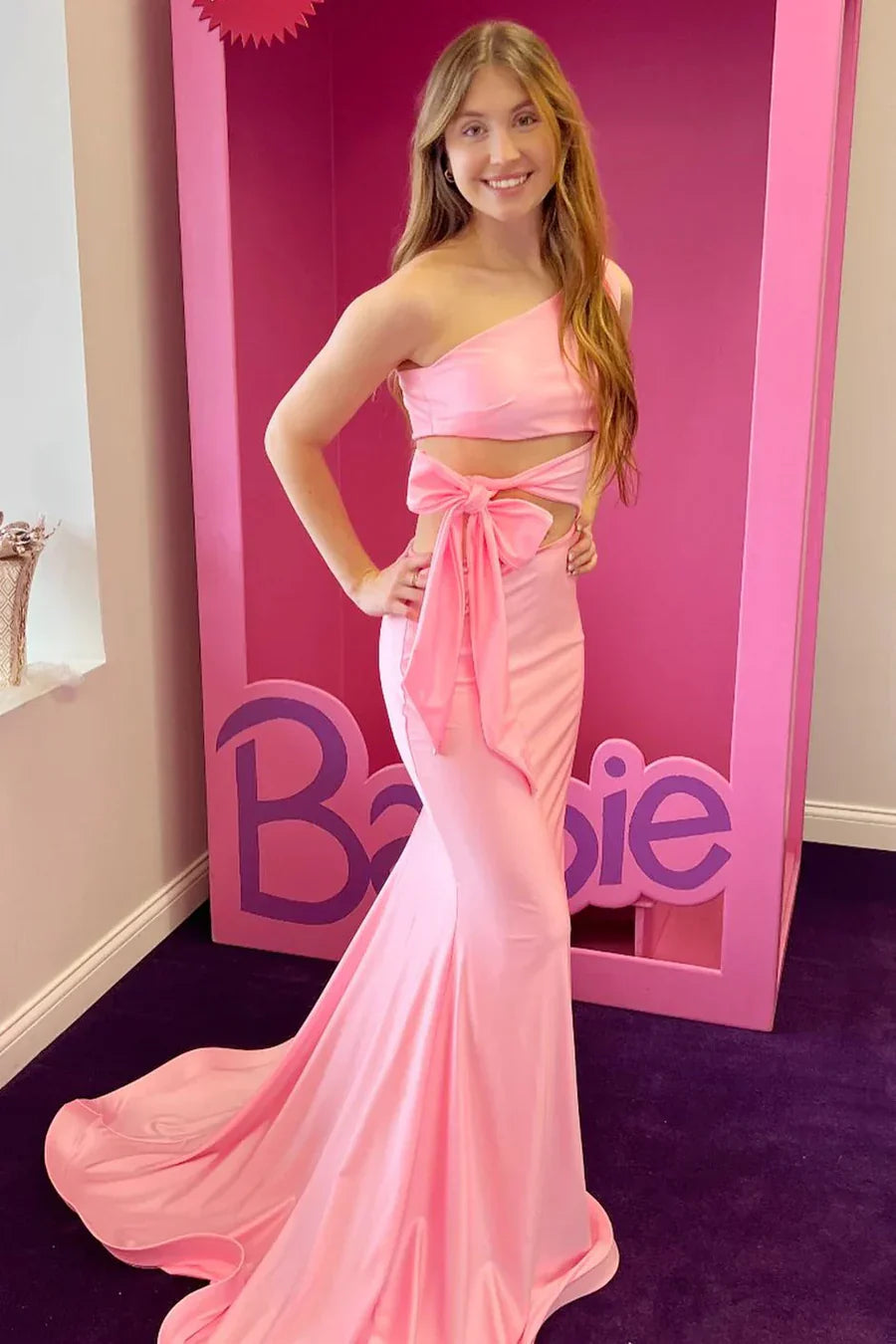 One-Shoulder Meerjungfrau Satin Langes Partykleid