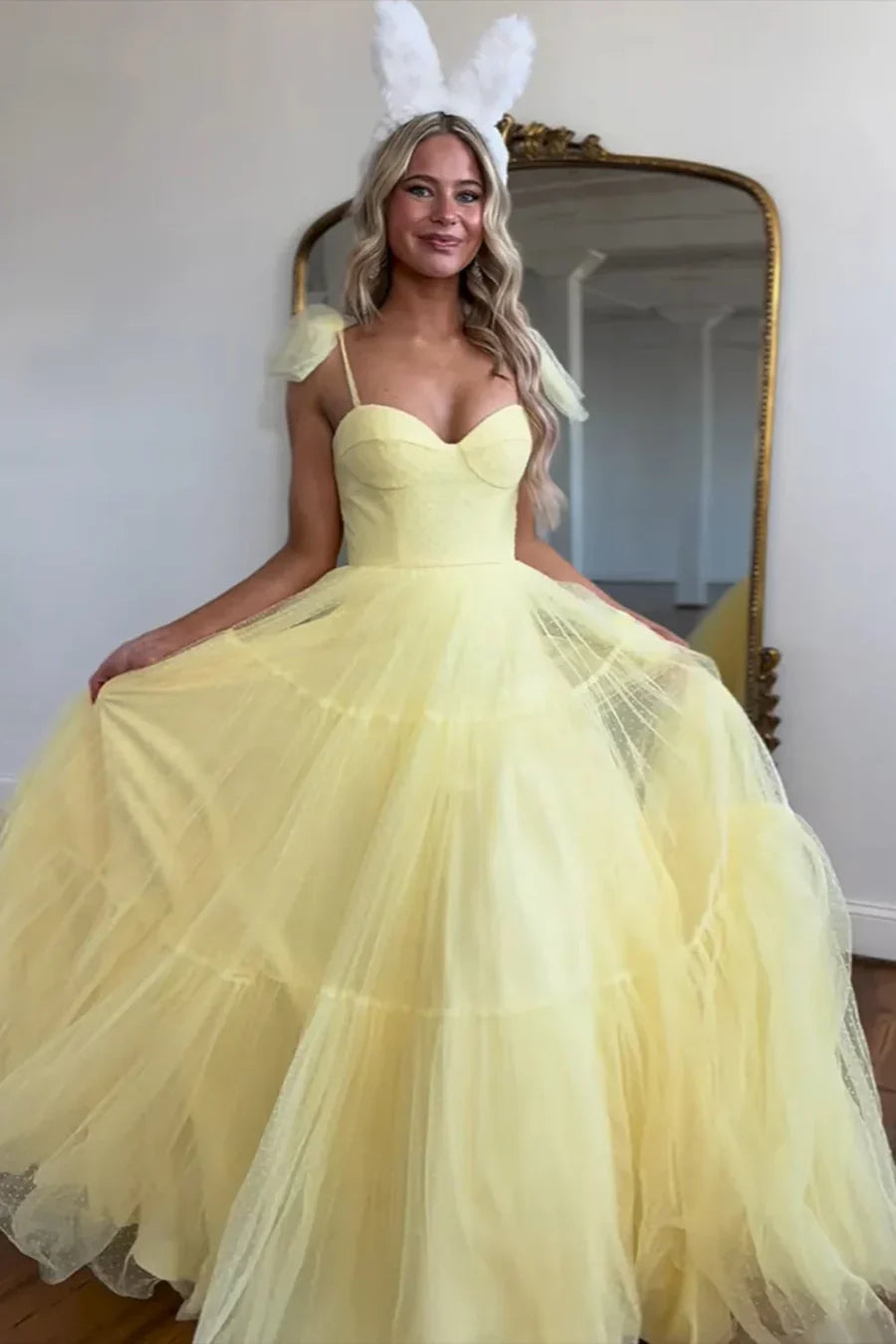 Vestidos de fiesta de tul con escote en forma de A y escote en forma de corazón