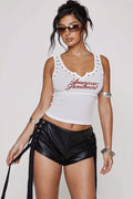 Rhinestone Cutout Slim Sleeveless Chic Tank Top