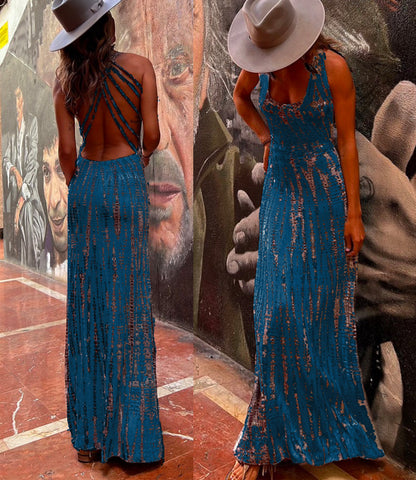 Vestido largo cruzado con espalda abierta y efecto tie-dye de Meridress (6 colores disponibles)