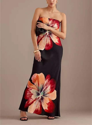 Vestido midi sin mangas con estampado floral 