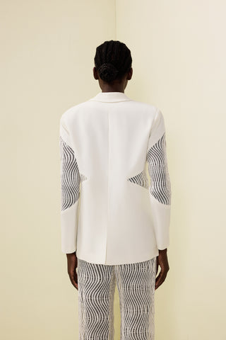 Wavy Line Jacquard Blazer