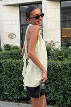 Ruffle Backless Chiffon Halter Top