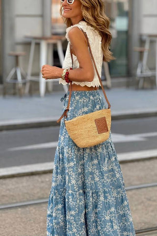 Top de tirantes calado de crochet con flores chic