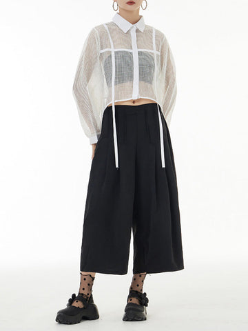 Stilvolle Blusen und Hemden mit langen Ärmeln, lockerem Netzstoff, durchsichtigem Sonnenschutz 