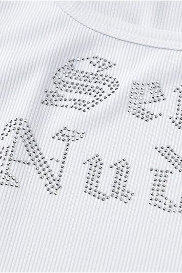 Letter Rhinestone U Neck Tank Top