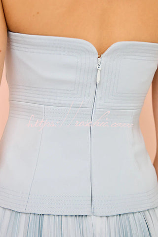 Vestido maxi ajustado con patchwork plisado y top de tubo sexy 